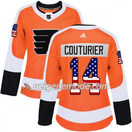 Dame Eishockey Philadelphia Flyers Trikot Sean Couturier 14 Adidas 2017-2018 Orange USA Flag Fashion Authentic
